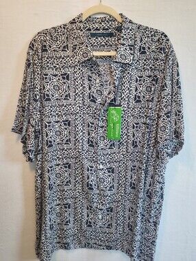 NWT Mens Perry Ellis Short Sleeve Button Up Shirt Size XXL